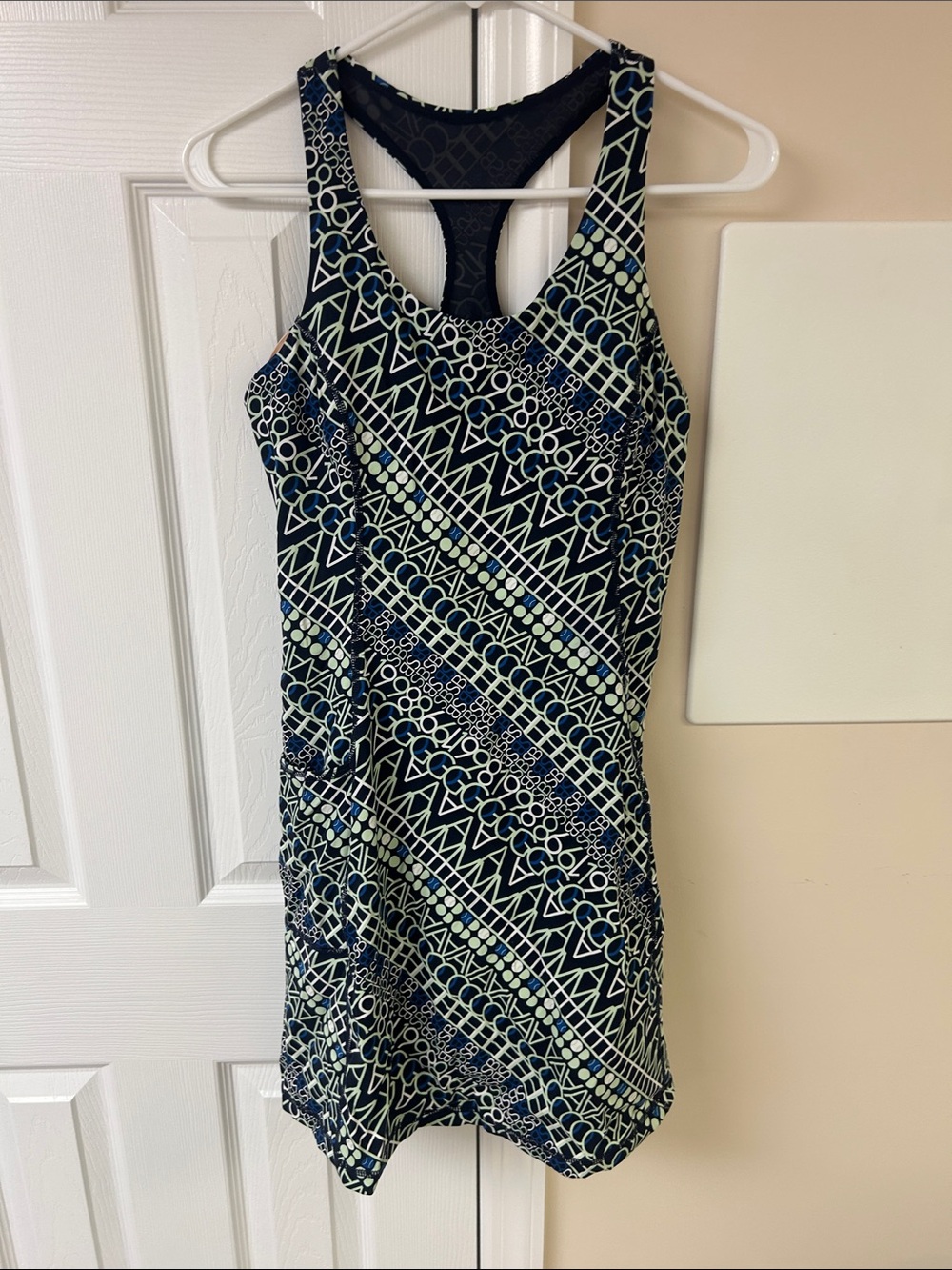 Sweaty Betty Power Athletic Workout Dress Blue Tennis Print